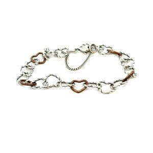 James Avery Twisted Wire Connected Heart Silver/Bronze Bracelet